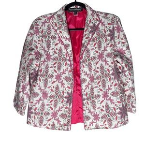 VTG Painted Pony Uniquely USA Floral Jacket Womens size Medium Pink White
